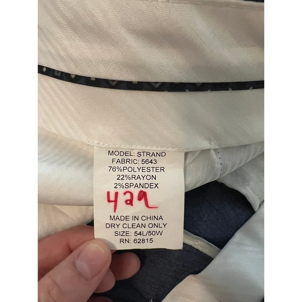 Savile Row Company London Strand Dress Pants Blue Grey Heather 50W 33L Stretch
